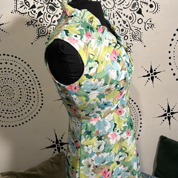 Vintage Multicolored Maxi Sundress with Ruffled Neck - Picture 7 of 8